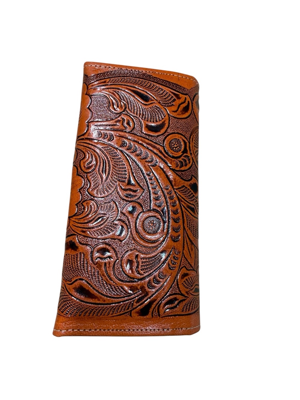 Mexican leather embossed wallet orange - Picture 3 of 5